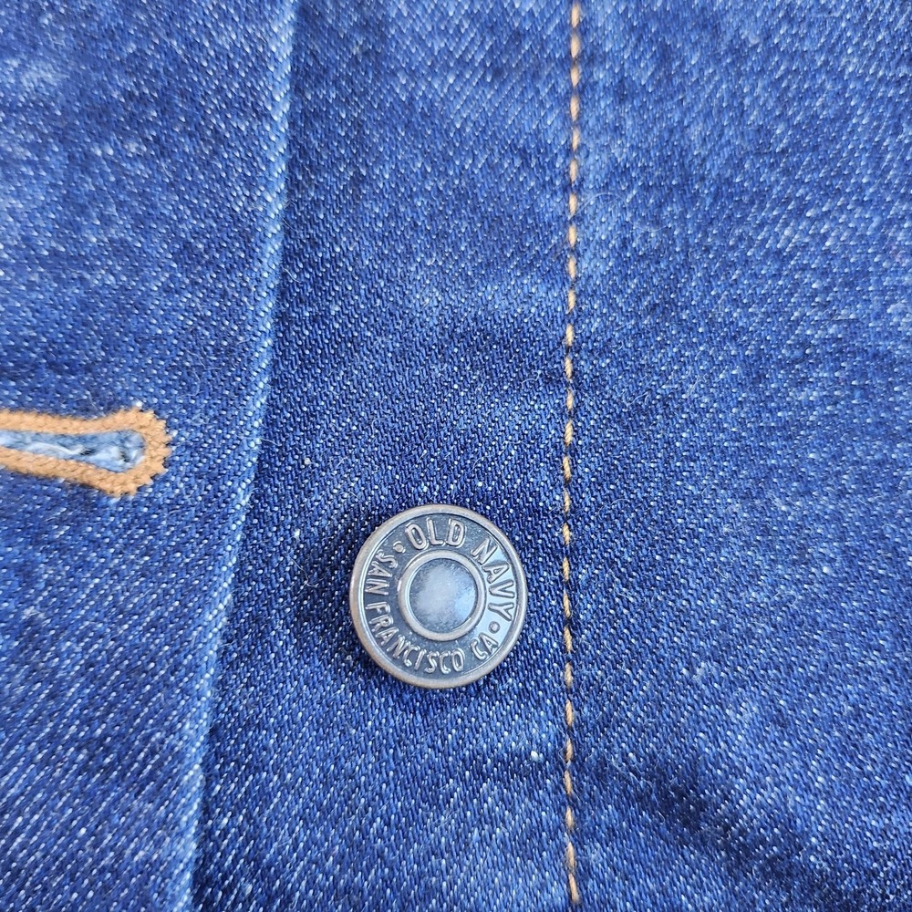 Old Navy Jacket Womens Petite Small Blue Denim Button Front Pockets Classic - Picture 3 of 10